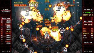 A fighter shoots and dodges attacks from enemy ships